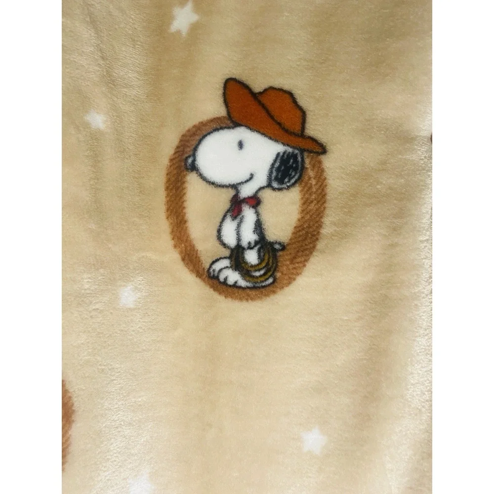 Berkshire Peanuts Throw Cowboy Snoopy Western Rodeo Tan Blanket 60x70 New 2026